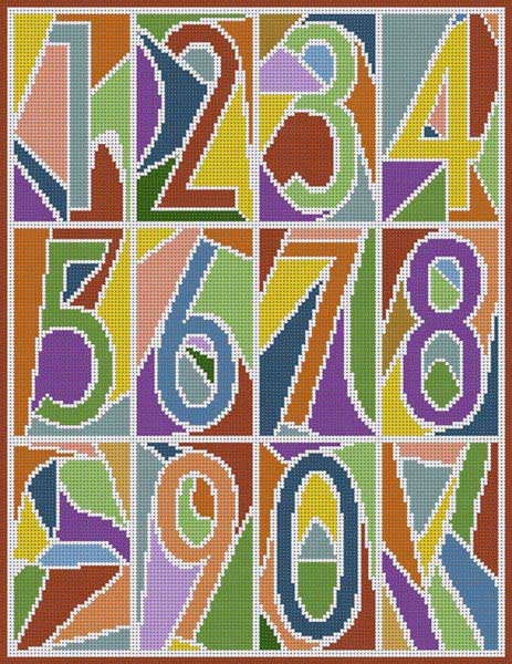 click here to view larger image of Abstract Numbers Muted (hand painted canvases)