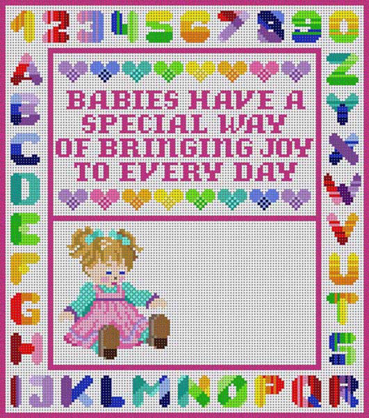 click here to view larger image of Birth Announcement Girl (hand painted canvases)