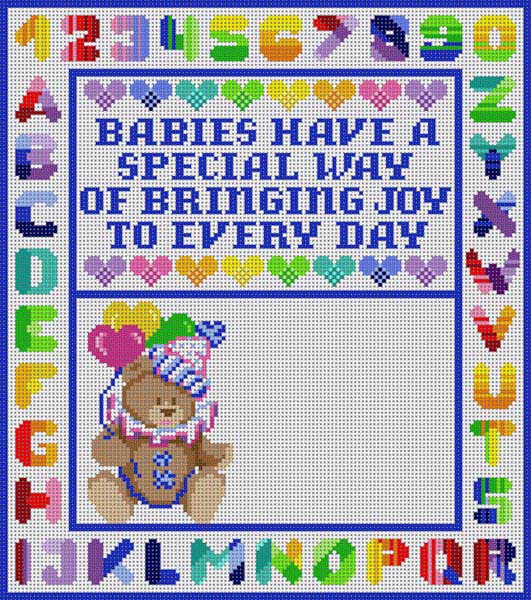 click here to view larger image of Birth Announcement Boy (hand painted canvases)