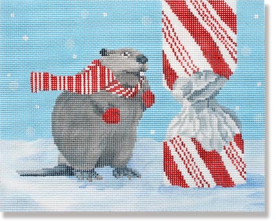 click here to view larger image of Beaver With Candy (hand painted canvases)