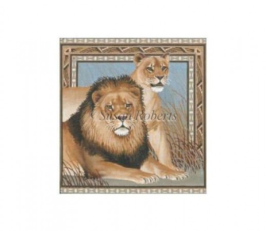 click here to view larger image of Male and Female Lion (hand painted canvases)