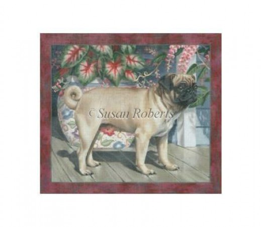 click here to view larger image of Pug On A Porch (hand painted canvases)