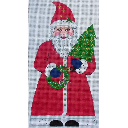 click here to view larger image of Santa w/Tree and Wreath (hand painted canvases)