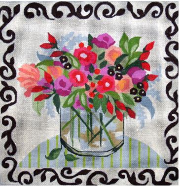 click here to view larger image of Spring Bouquet In Glass (hand painted canvases)