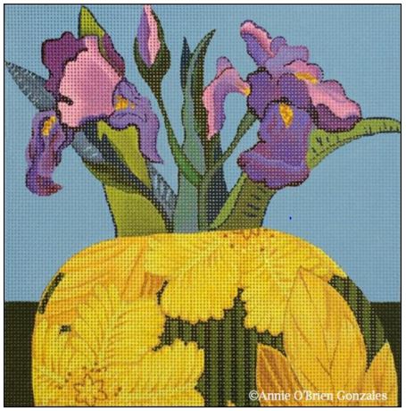 click here to view larger image of Iris Vase (hand painted canvases)