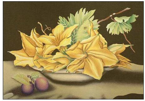 click here to view larger image of Squash Blossoms (hand painted canvases)