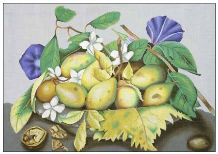 click here to view larger image of Pears and Morning Glory (hand painted canvases)