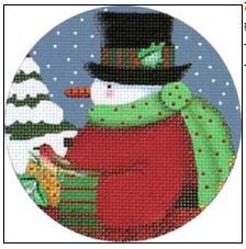 click here to view larger image of Red Bird Snowman Ornament (hand painted canvases)
