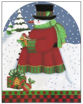 click here to view larger image of Red Bird Snowman Dome (hand painted canvases)