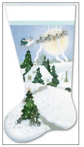 click here to view larger image of White Christmas Sock (hand painted canvases)