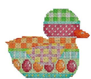 click here to view larger image of Egg/Pattern Stripe Duckie (hand painted canvases)