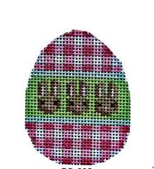 click here to view larger image of Pink Gingham/Bunnies Mini Egg (hand painted canvases)