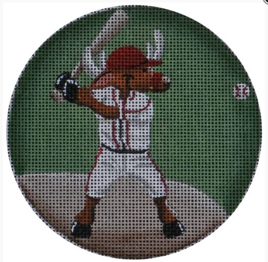 click here to view larger image of Baseball Reindeer Ornament (hand painted canvases)