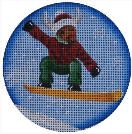 click here to view larger image of Snowboard Reindeer Ornament (hand painted canvases)