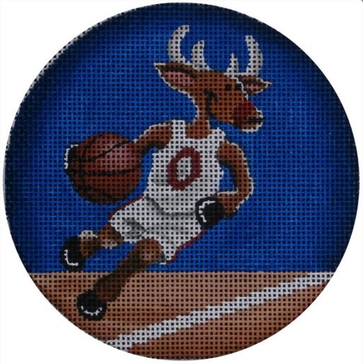 click here to view larger image of Basketball Reindeer Ornament (hand painted canvases)