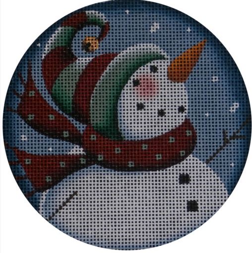 click here to view larger image of Curly Snowman Ornament (hand painted canvases)