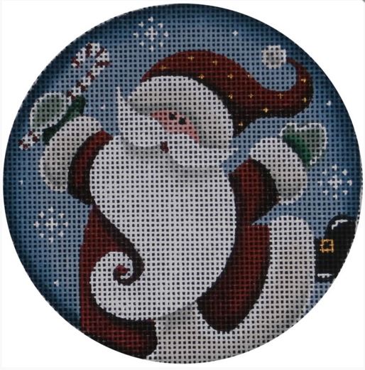 click here to view larger image of Curly Santa Ornament (hand painted canvases)