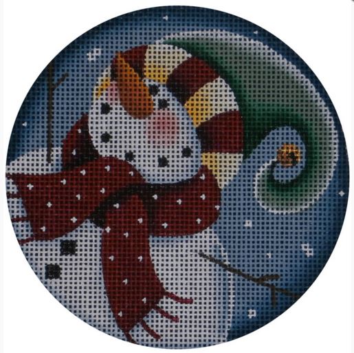 click here to view larger image of Curly Snowman 2 Ornament (hand painted canvases)