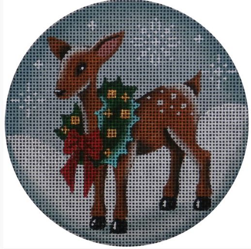 click here to view larger image of Wreath Reindeer Ornament (hand painted canvases)
