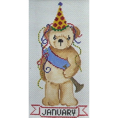click here to view larger image of January Teddy Bear (hand painted canvases)