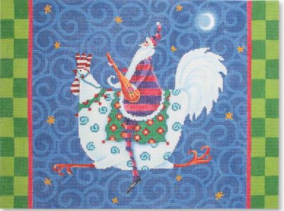 click here to view larger image of Santa Riding Rooster (hand painted canvases)