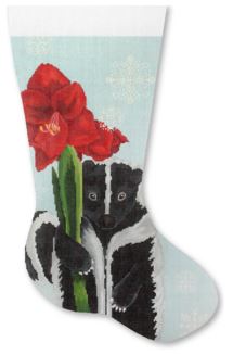 click here to view larger image of Skunk w/Amaryllis Stocking (hand painted canvases)