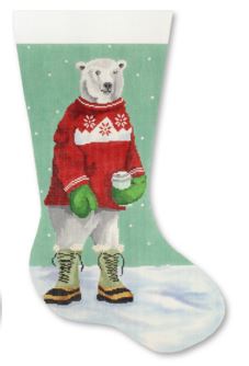 click here to view larger image of Polar Bear w/Red Sweater Stocking (hand painted canvases)