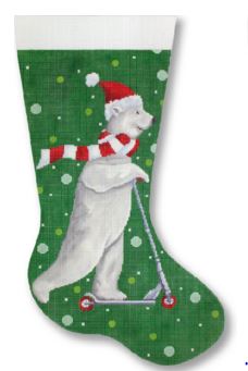 click here to view larger image of Razor Scooter Polar Bear Stocking (hand painted canvases)
