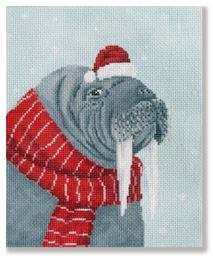 click here to view larger image of Walrus with Red Scarf (hand painted canvases)