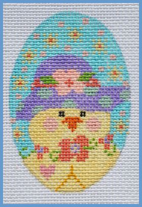 click here to view larger image of Purple Hat Chick Egg (hand painted canvases)