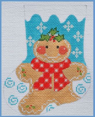 click here to view larger image of Gingerbread Girl Mini Stocking (hand painted canvases)