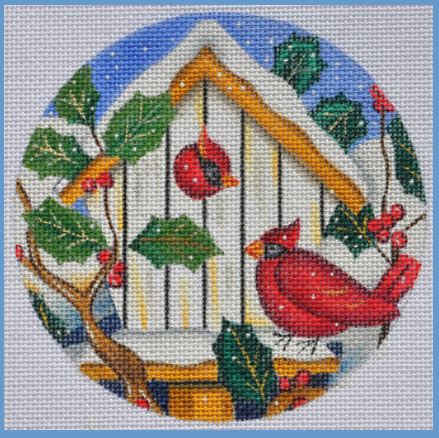 click here to view larger image of Cardinal Bird House Ornament (hand painted canvases)