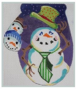 click here to view larger image of Snowman w/Top Hat Mit (hand painted canvases)