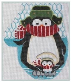 click here to view larger image of Penguin Mom and Child Mit (hand painted canvases)