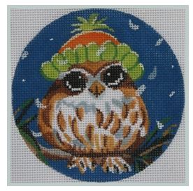 click here to view larger image of Owl in Snowcap Round (hand painted canvases)