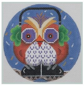 click here to view larger image of Owl with Ear Muffs Round (hand painted canvases)