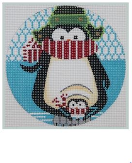 click here to view larger image of Penguin Mom and Chick  (hand painted canvases)