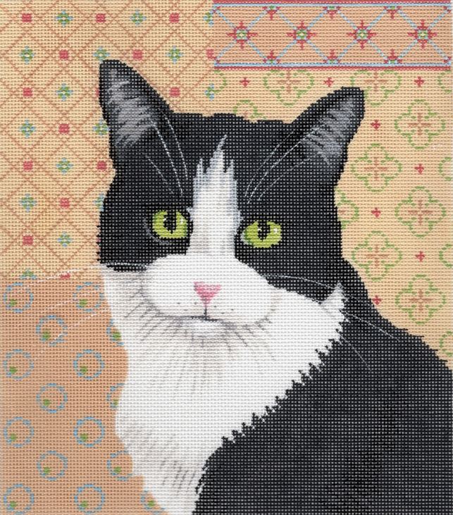 click here to view larger image of Black and White Cat (hand painted canvases)