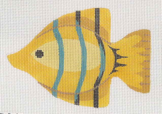click here to view larger image of Yellow With Blue Stripe Fish (hand painted canvases)