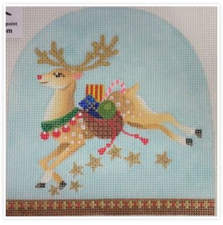click here to view larger image of Christmas Snowdome - Prancer (hand painted canvases)