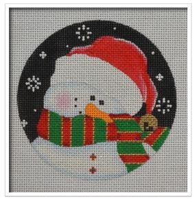 click here to view larger image of Shy Snowman Red/Green (printed canvas)