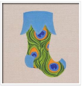 click here to view larger image of Wild Mini Stocking - Peacock (hand painted canvases)