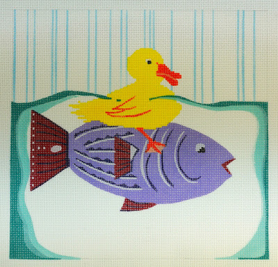 click here to view larger image of Duck On A Fish (hand painted canvases)