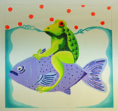 click here to view larger image of Frog On A Fish (hand painted canvases)