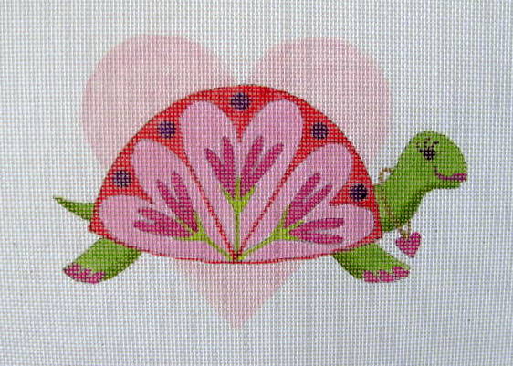 click here to view larger image of February - Valentines Turtle (hand painted canvases)