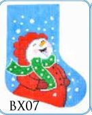 click here to view larger image of Happy Snowman Mini Stocking (hand painted canvases)