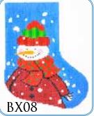 click here to view larger image of Dot Scarf Snowman Mini Stocking (hand painted canvases)