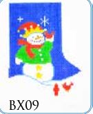 click here to view larger image of Snowman and Cardinals Mini Stocking (hand painted canvases)