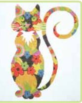 click here to view larger image of Flower Power Cat (hand painted canvases)