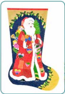 click here to view larger image of Heart Santa Stocking (hand painted canvases)